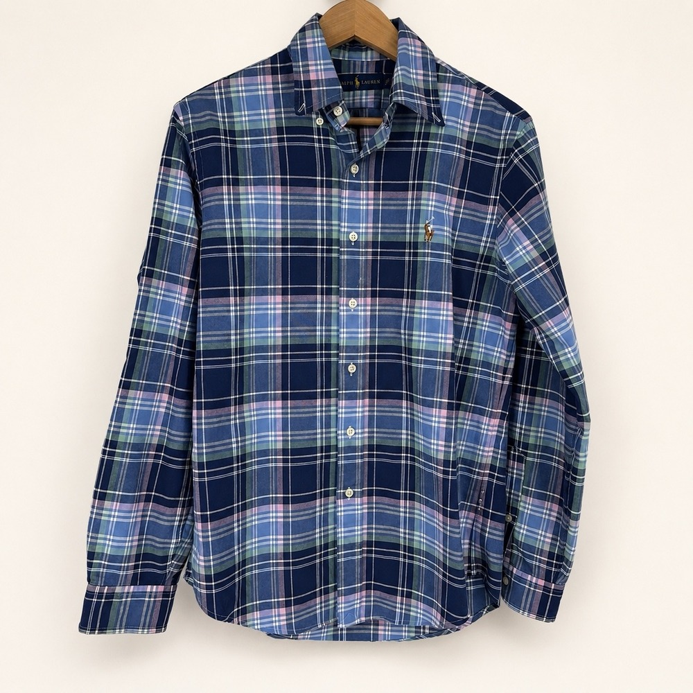 Polo Ralph Lauren Mens Small Button Down Shirt Plaid Flesh Pony Preppy Academia